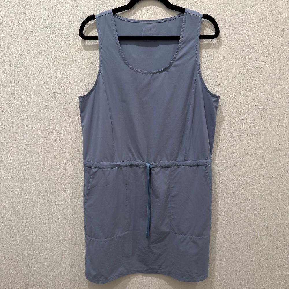 Patagonia Womens Fleetwith Dress Blue Grey Sleeveless Drawstring Waist Large
